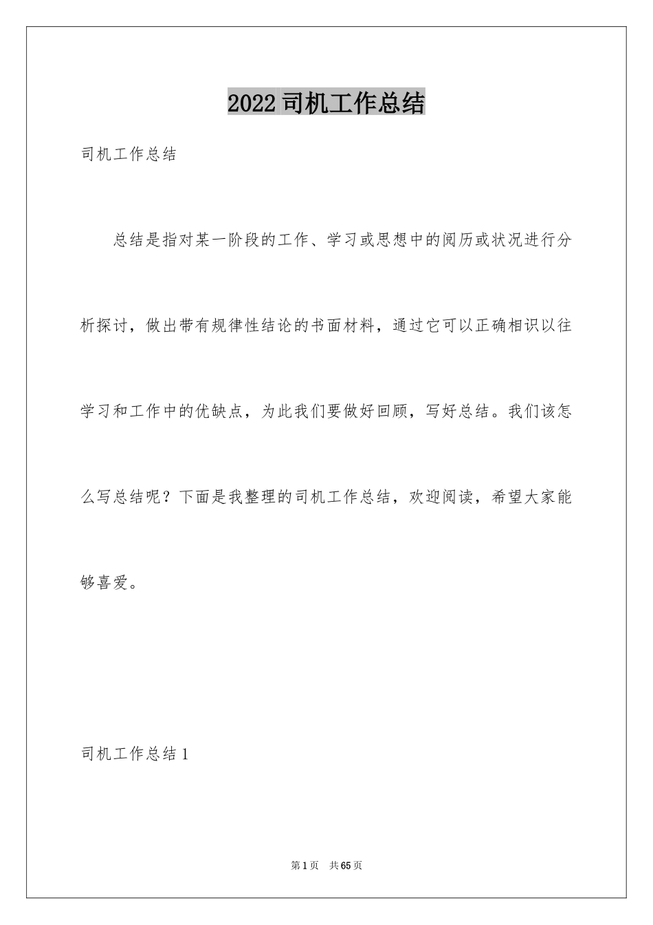 2024司机工作总结_1_第1页