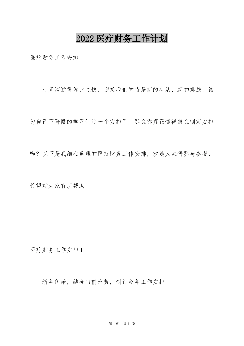 2024医疗财务工作计划_第1页