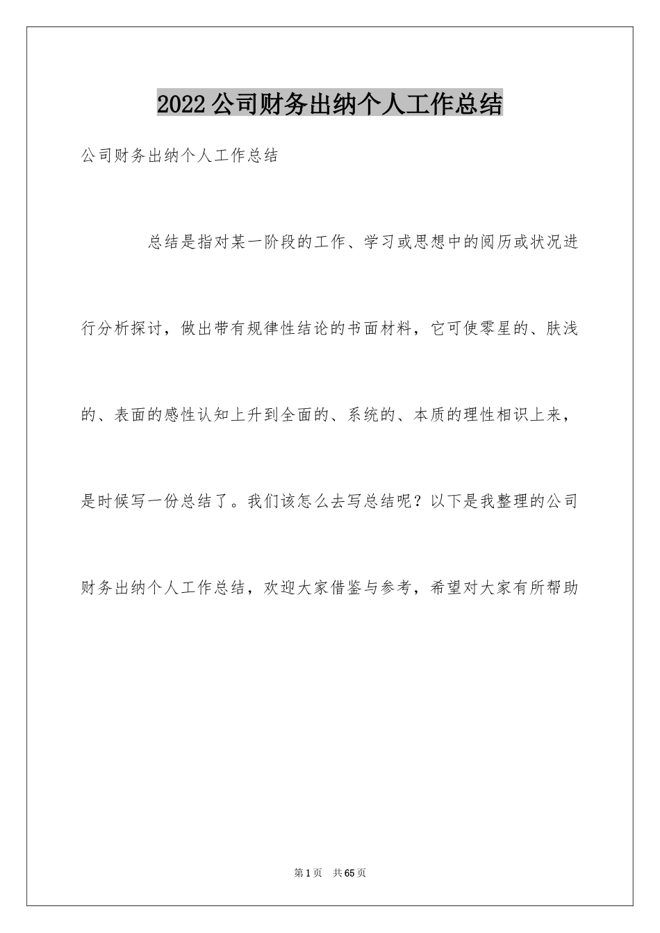 2024公司财务出纳个人工作总结_3_第1页