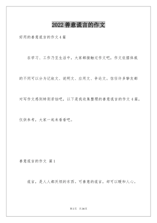 2024善意谎言的作文_2