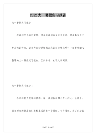 2024大一暑假实习报告