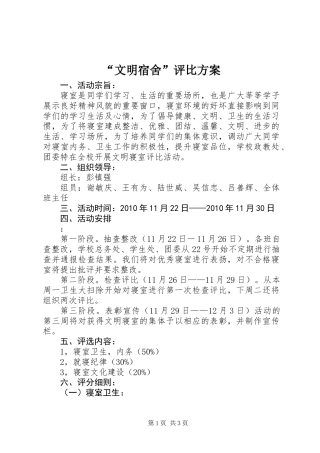 “文明宿舍”评比方案