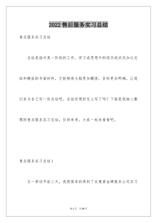 2024售后服务实习总结_1