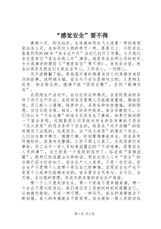 “感觉安全”要不得