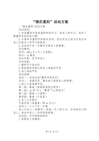 “情在重阳”活动方案