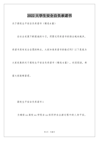 2024大学生安全自负承诺书