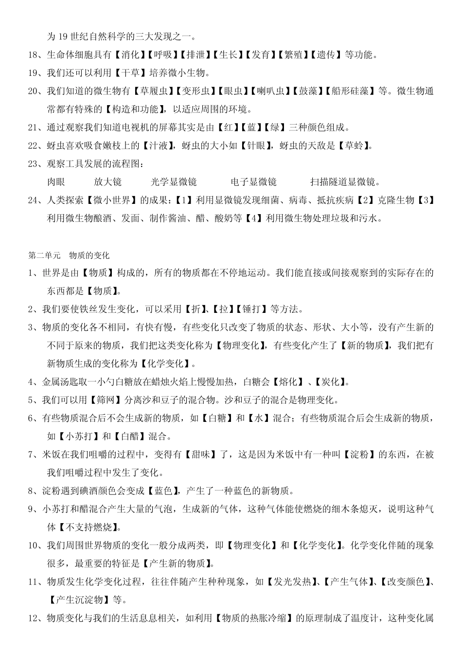 最新教科版科学六年级下册重点知识点整理 _第2页