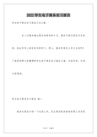 2024学生电子商务实习报告