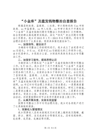 “小金库”及滥发钱物整治自查报告