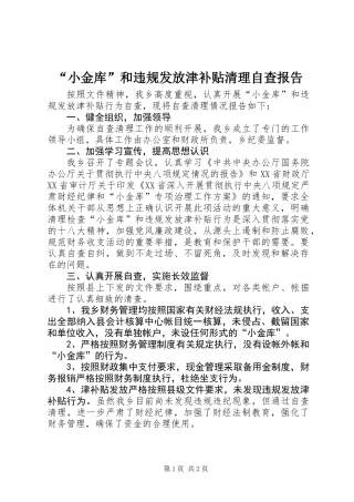 “小金库”和违规发放津补贴清理自查报告