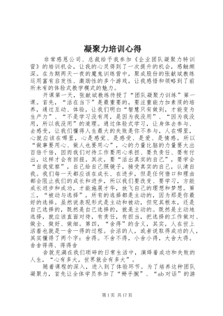 凝聚力培训心得