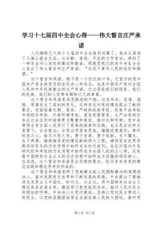 学习十七届四中全会心得——伟大誓言庄严承诺