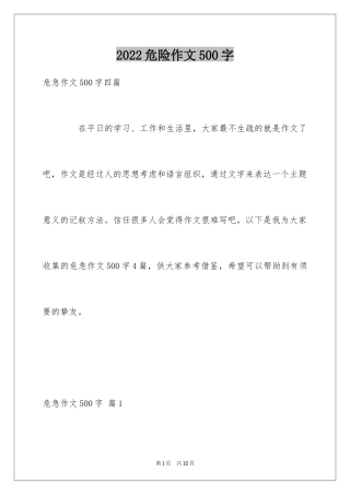 2024危险作文500字_1