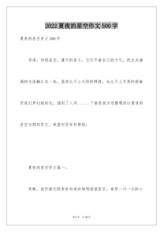 2024夏夜的星空作文500字
