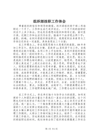 组织部挂职工作体会