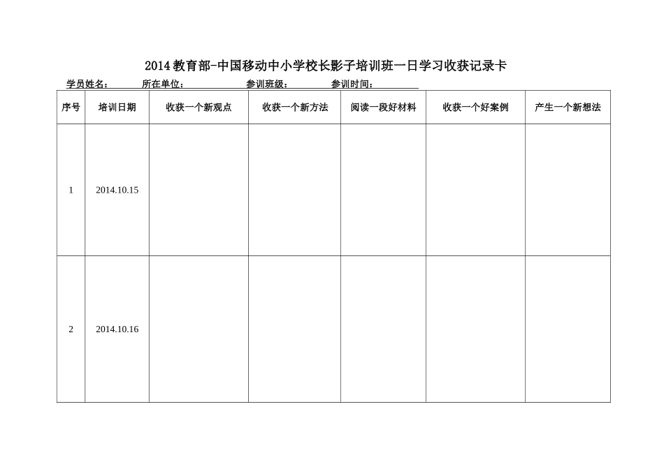 一日学习收获记录卡_第1页