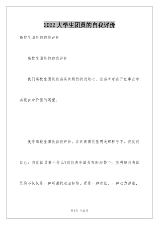 2024大学生团员的自我评价