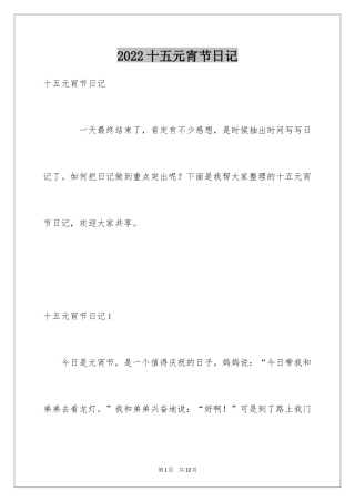 2024十五元宵节日记