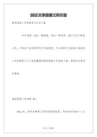 2024大学团委工作计划_2