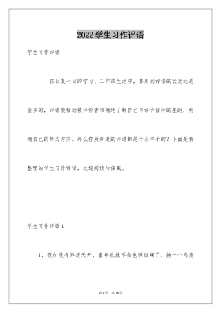 2024学生习作评语
