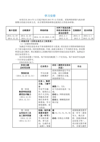 2014教育技术能力提升学习安排