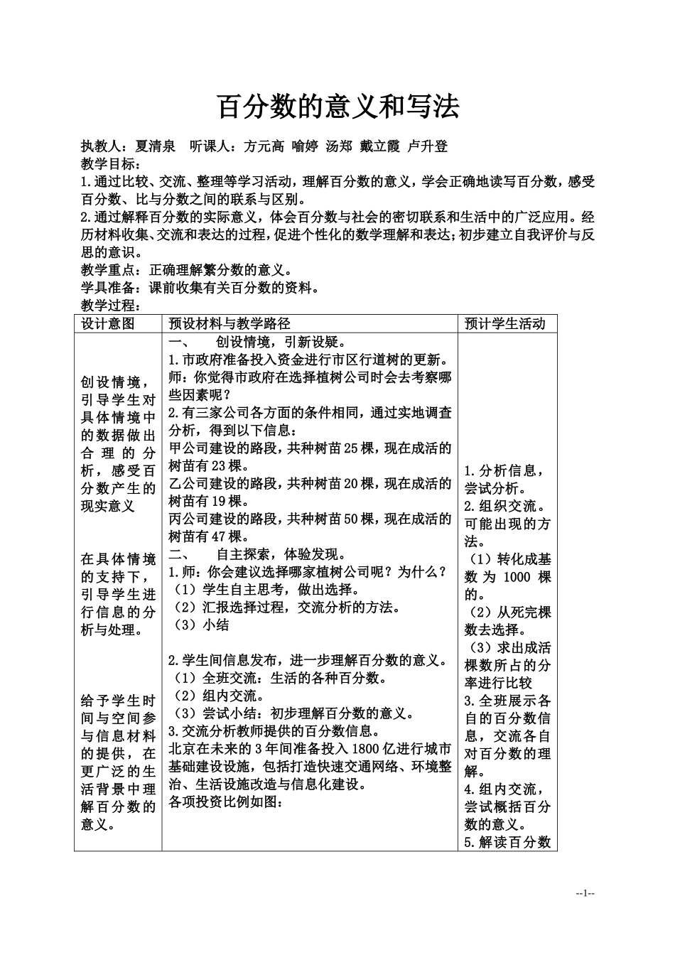 百分数的意义和写法---夏清泉_第1页