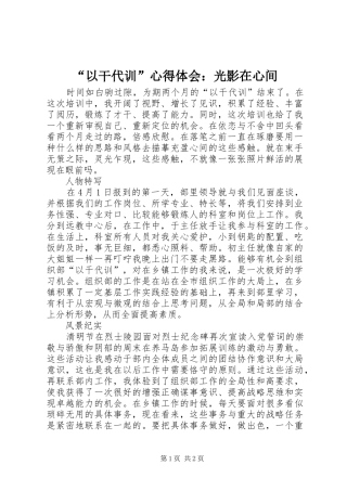 “以干代训”心得体会：光影在心间