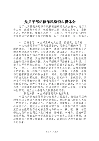 党员干部纪律作风整顿心得体会