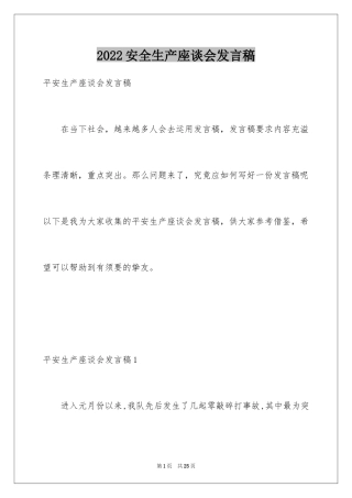 2024安全生产座谈会发言稿_1