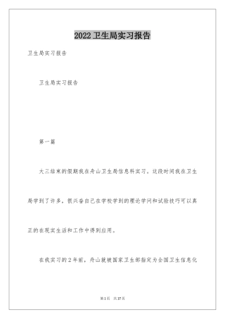 2024卫生局实习报告