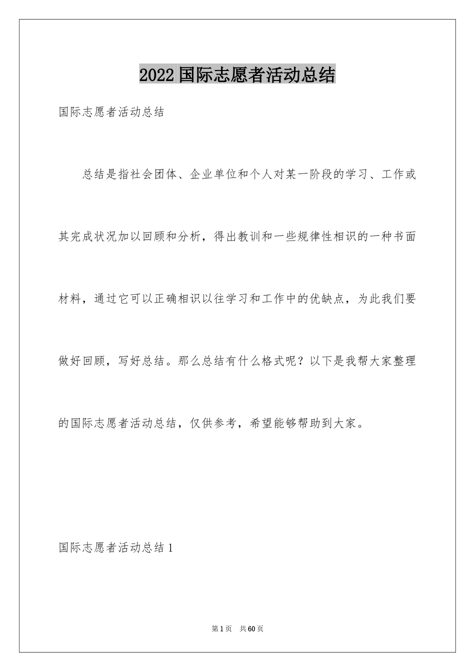 2024国际志愿者活动总结_第1页