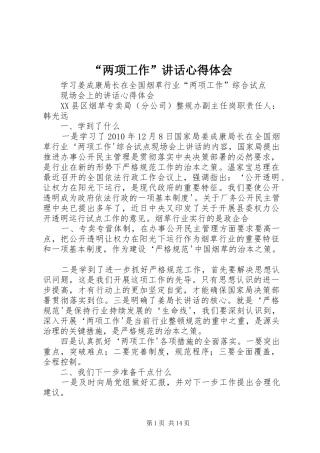 “两项工作”讲话心得体会
