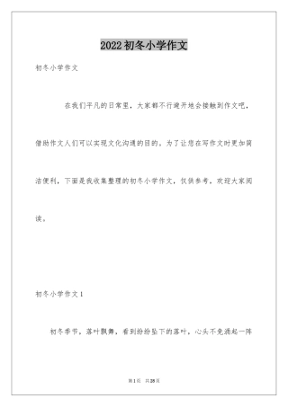 2024初冬小学作文