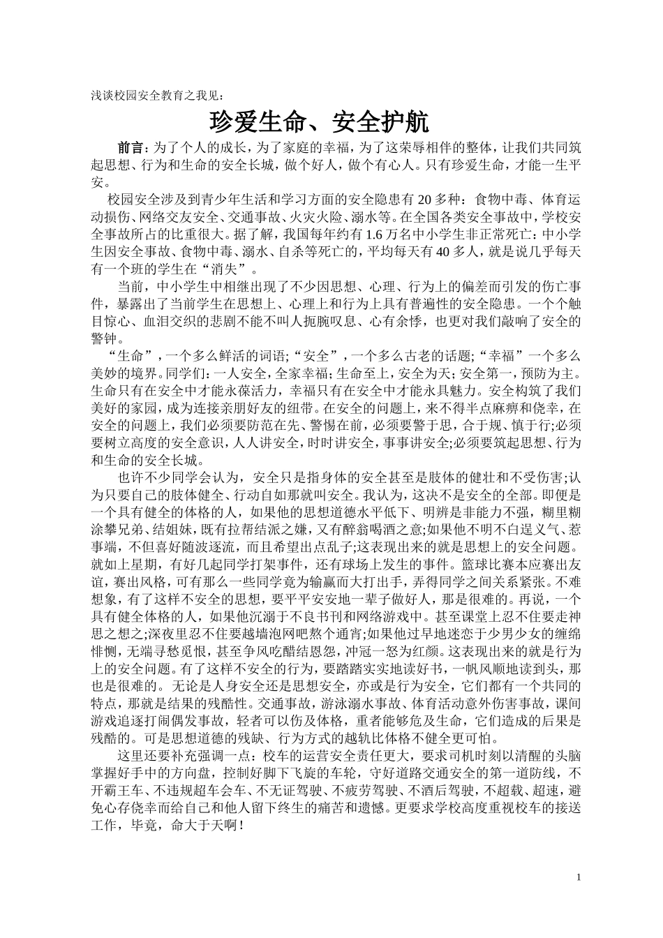 珍爱生命、安全护航_第1页