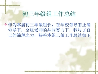 初三年级组工作总结