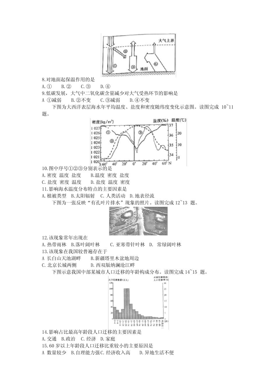 2021-2022学年湖南省普通高中高一下学期学业水平合格性考试地理模拟试题_第2页