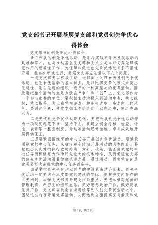 党支部书记开展基层党支部和党员创先争优心得体会