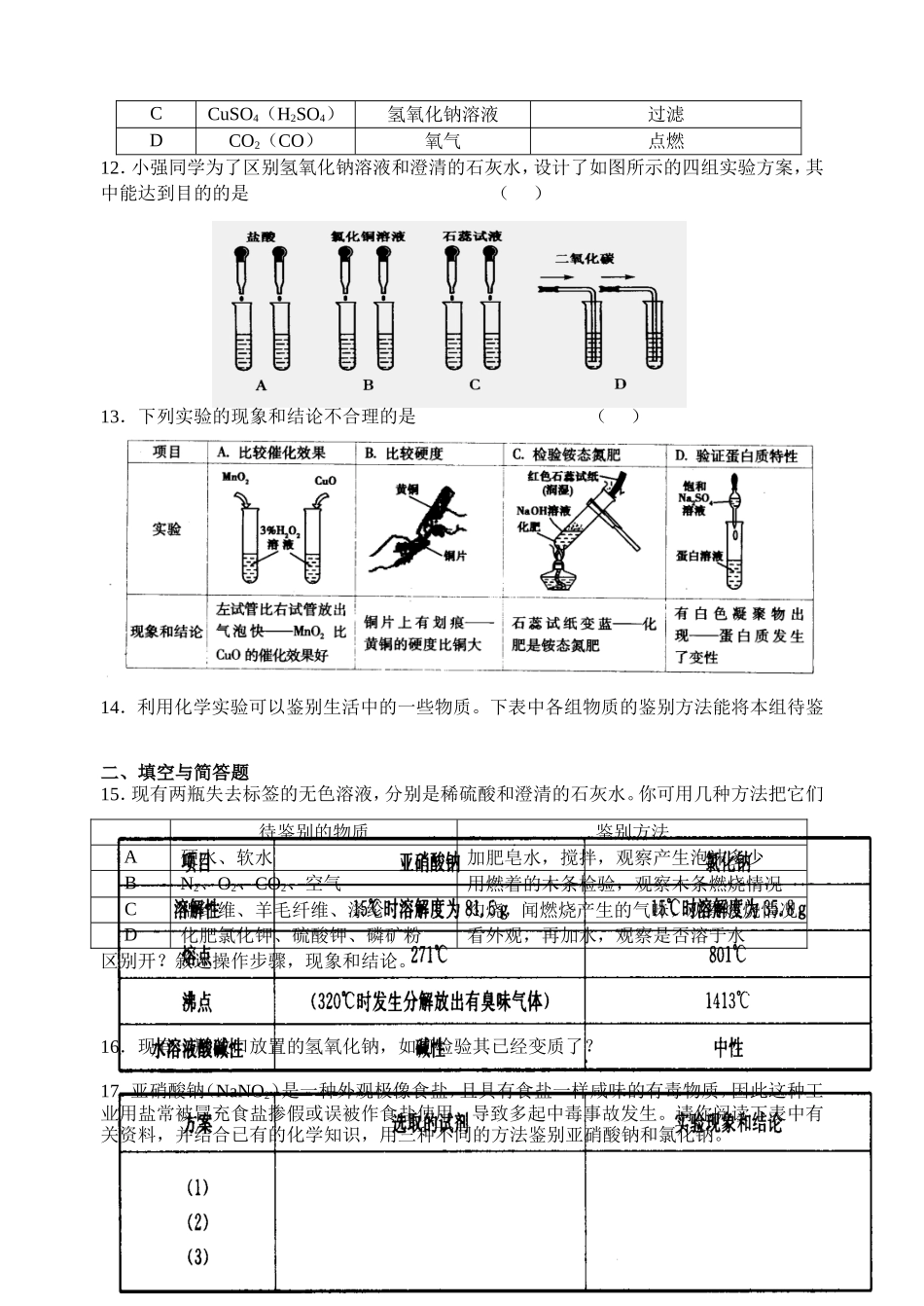物质的鉴别分离与提纯_第2页