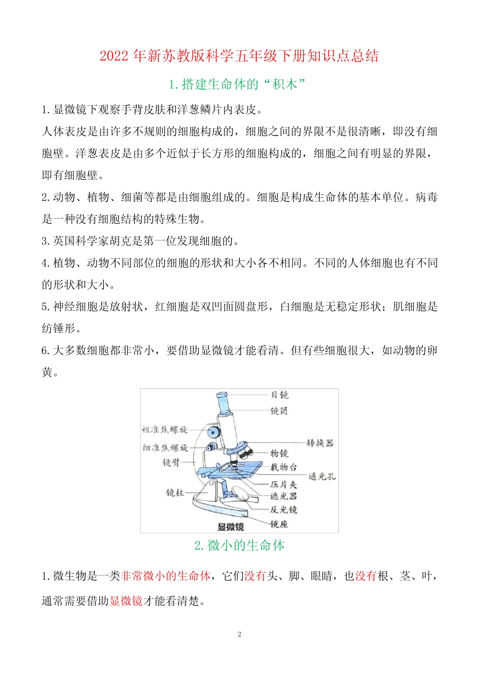 新改版苏教版五年级下册科学全册知识点(用心整理) _第2页