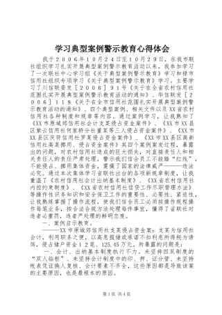 学习典型案例警示教育心得体会