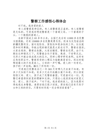 警察工作感悟心得体会