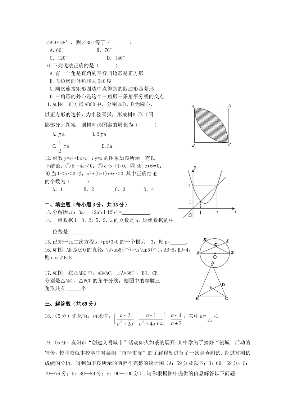2014年中考适应性数学试1_第2页