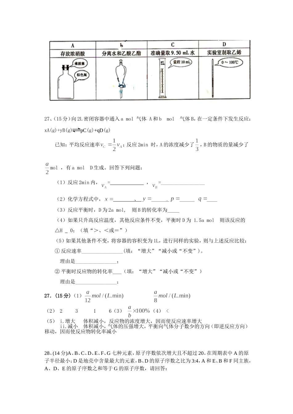2011年秋高二理科综合训练一(化学)_第2页