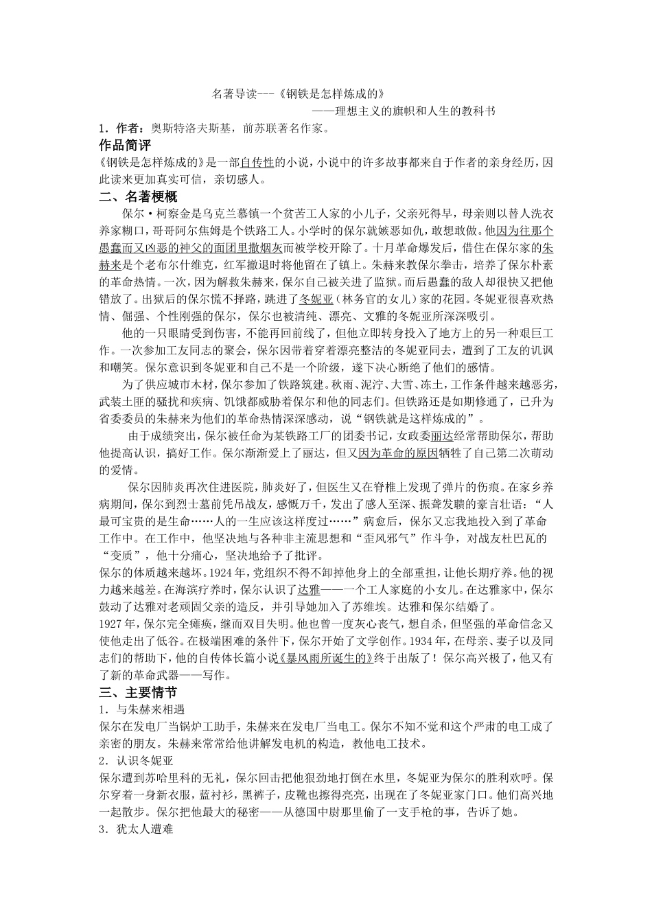 钢铁是怎样炼成的---专题_第1页