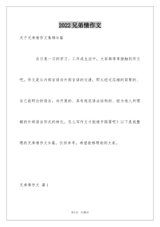 2024兄弟情作文_8