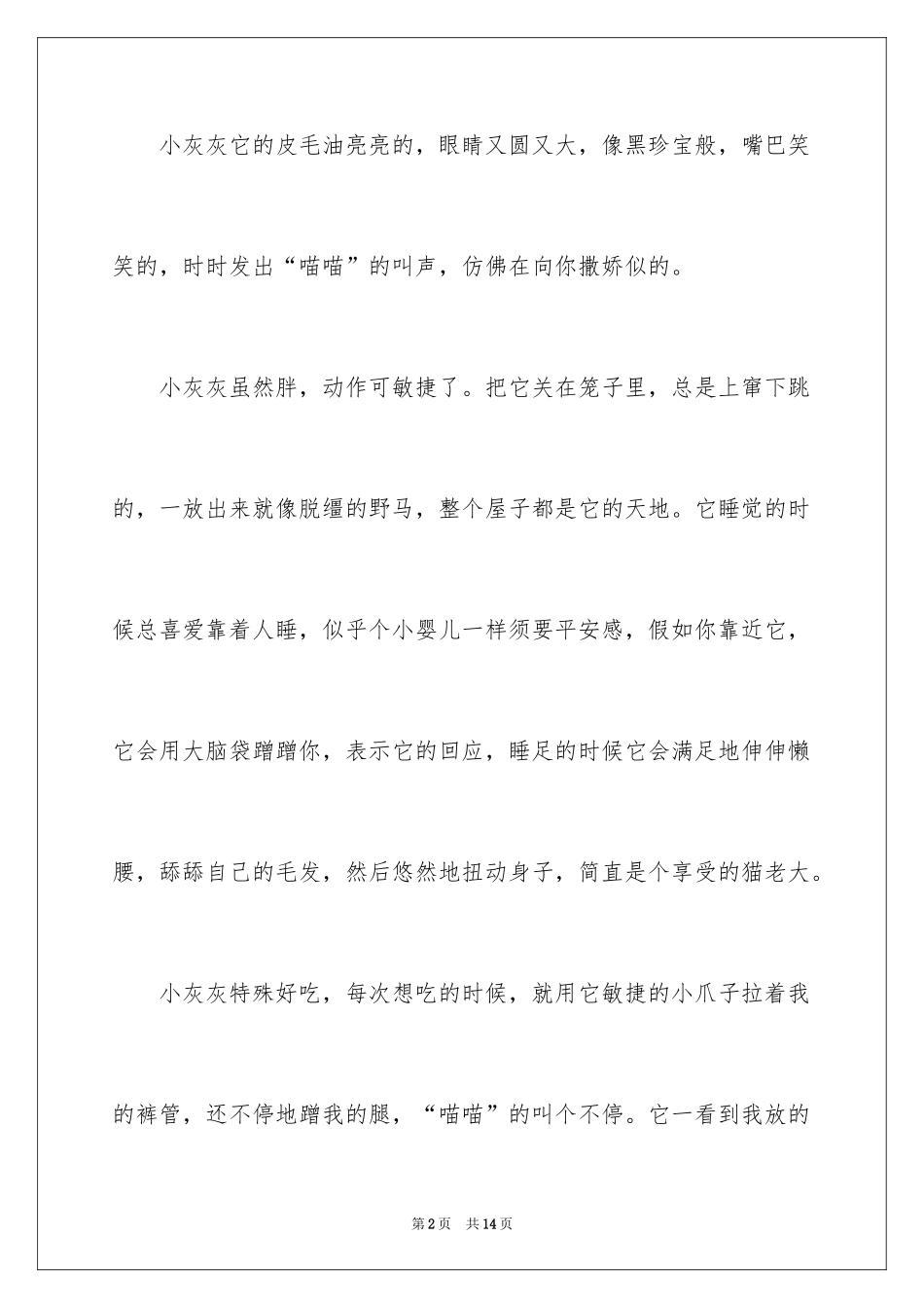 2024可爱的猫作文300字_2_第2页