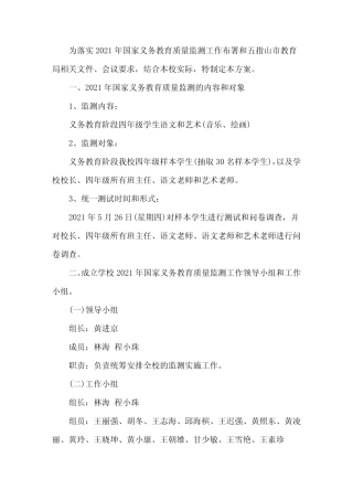 国家义务教育质量监测工作实施方案集合5篇精选 