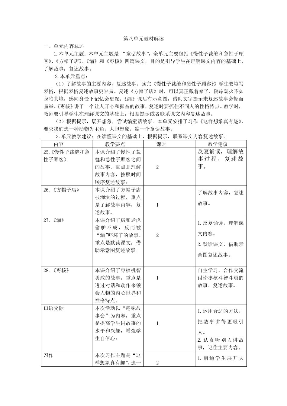 人教部编版语文三年级下册第八单元教材解读 _第1页