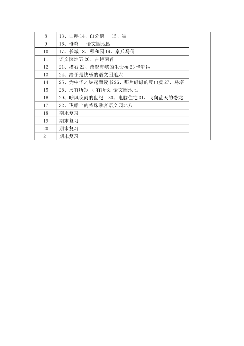 四年级上学期全期教学计划_第2页