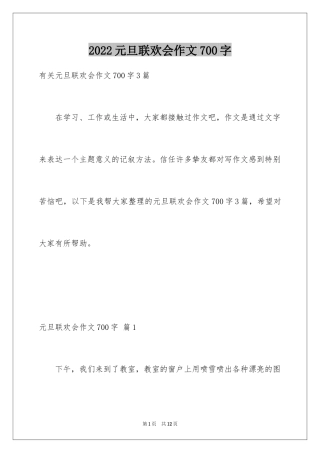 2024元旦联欢会作文700字_2